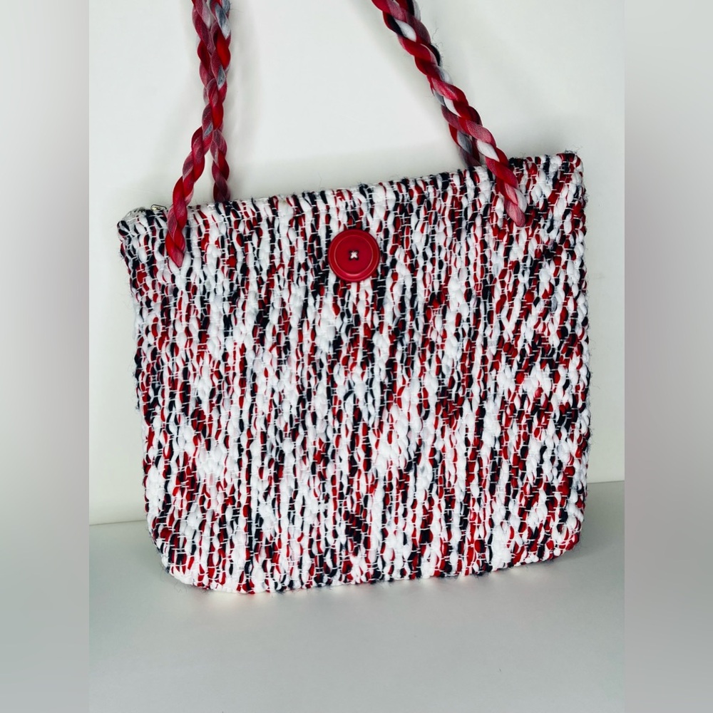 ORIGINAL HANDMADE woven shoulder bag tote purse zip top